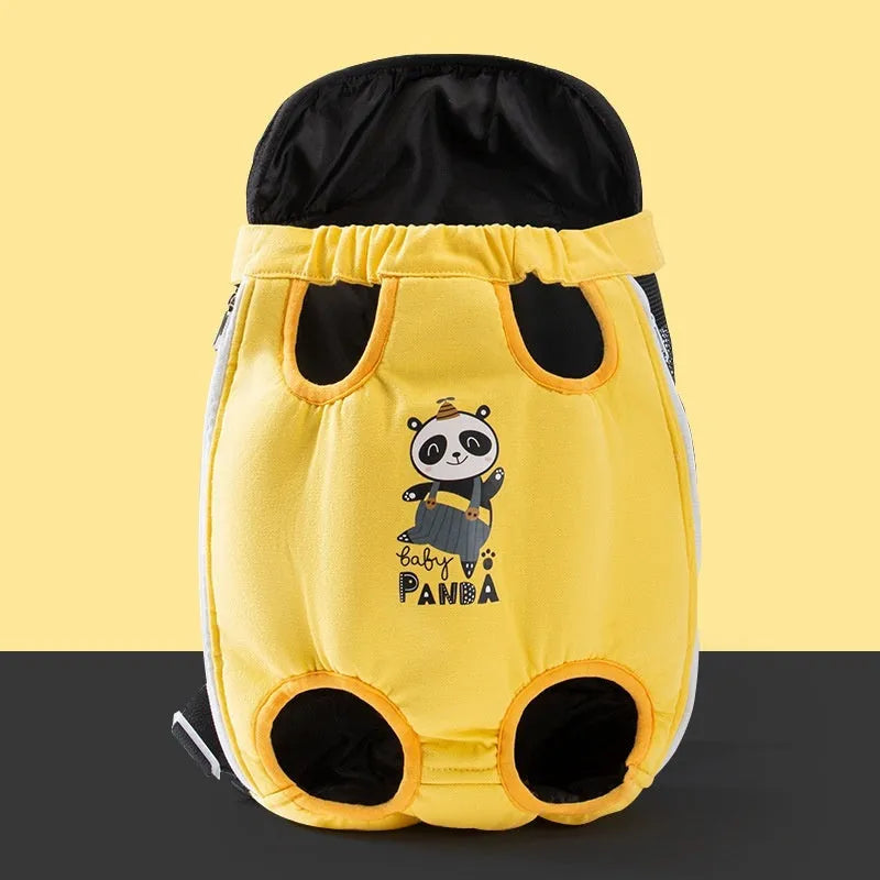 Cartoon animal pattern pet chest bag with adjustable ribbon straps in multiple colour variations
