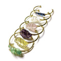 Natural crystal rough stone bracelet with gold wire wrapping in geometric bohemian design
