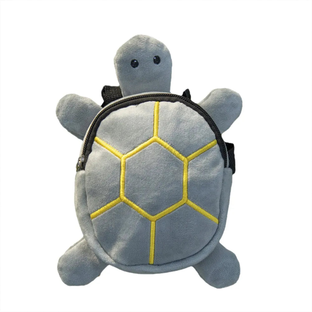 Cartoon turtle shape dog backpack harness in velvet with metal zipper and 20x18cm dimensions