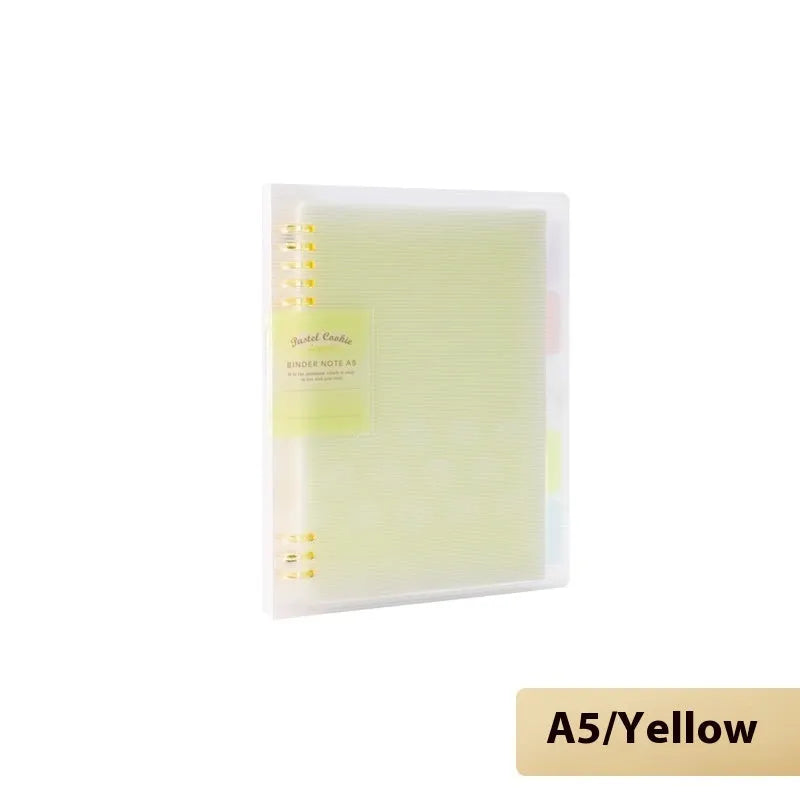 Loose spiral notebook refill with transparent PP cover and raw wood pulp paper in A5 size