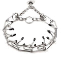Stainless steel dog training pinch collar with adjustable chain links and rubber comfort tips