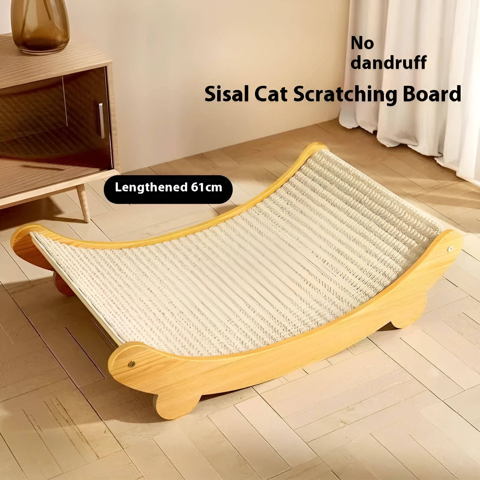 A rustic-style sisal cat scratch board available in small and large sizes.