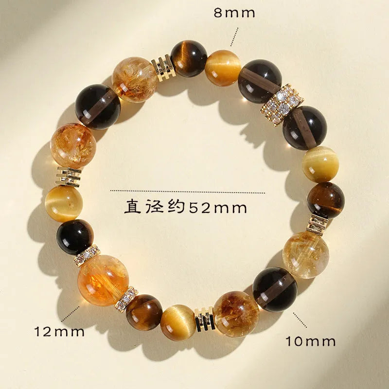 Women's natural yellow 10mm artificial crystal bead bracelet on wrist
