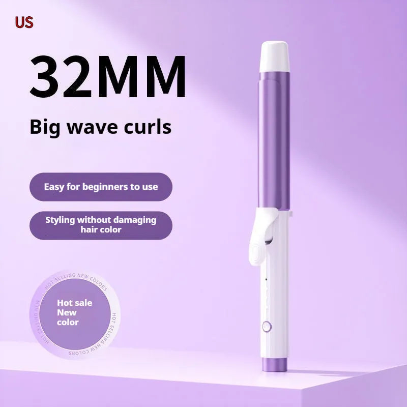 Anion big wave curling iron with four gear thermoregulation in pink and purple plastic body