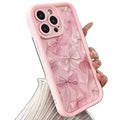 Pink matte silicone phone case with bow design and Tianyan ladder pattern for Apple iPhone