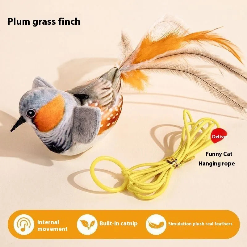 Cat toy simulation will call bird plush hanging teaser with swinging bird and sound for indoor cats