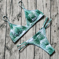Women's push up padded micro bikini set in solid colour with adjustable straps
