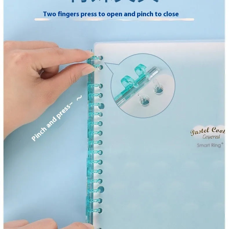 Loose spiral notebook refill with transparent PP cover and raw wood pulp paper in A5 size