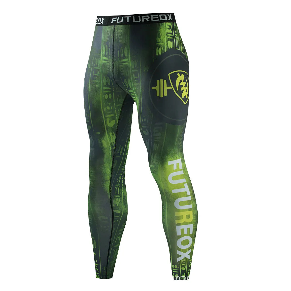 Men's slim-fit ZF016 print sports suit with long sleeve top and trousers for running and fitness.