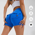 Women's high waist hip lifting shorts with side pockets in quick-dry nylon fabric
