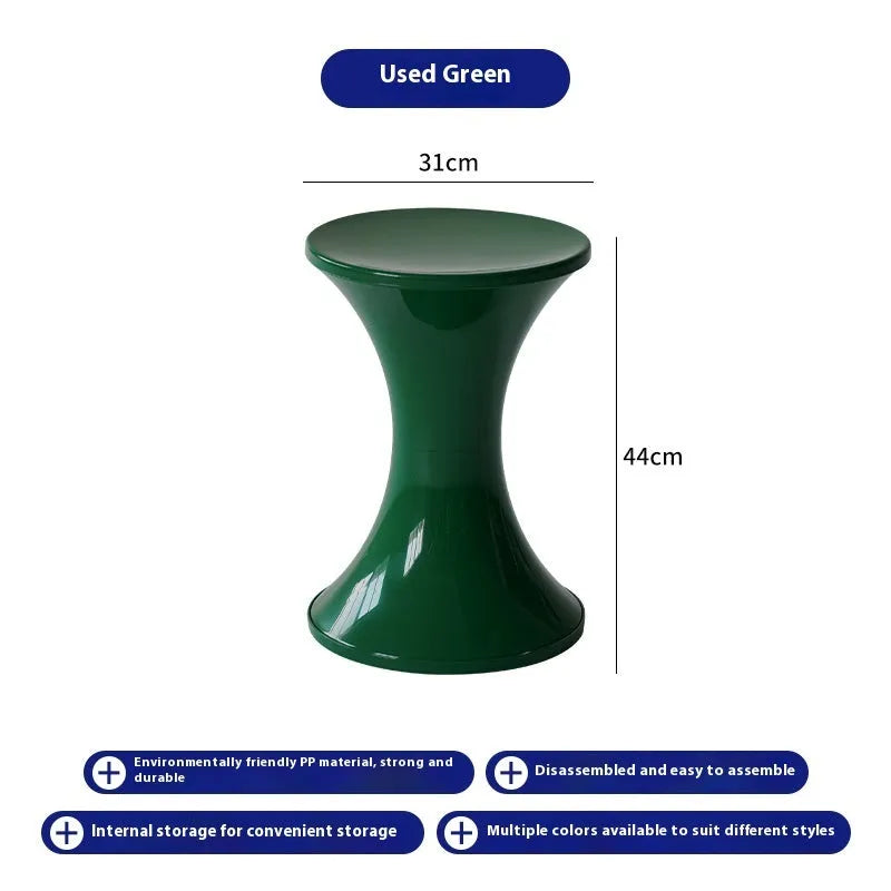 Plastic hourglass style shoe changing stool in multiple colour options