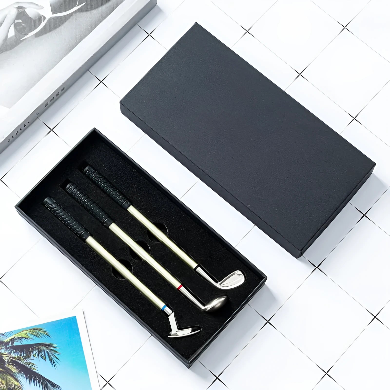 Three metal suit design ballpoint pens with 0.7mm bullet heads