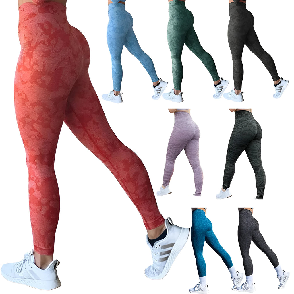Women's push-up booty leggings in leopard print pattern for gym workouts and yoga.