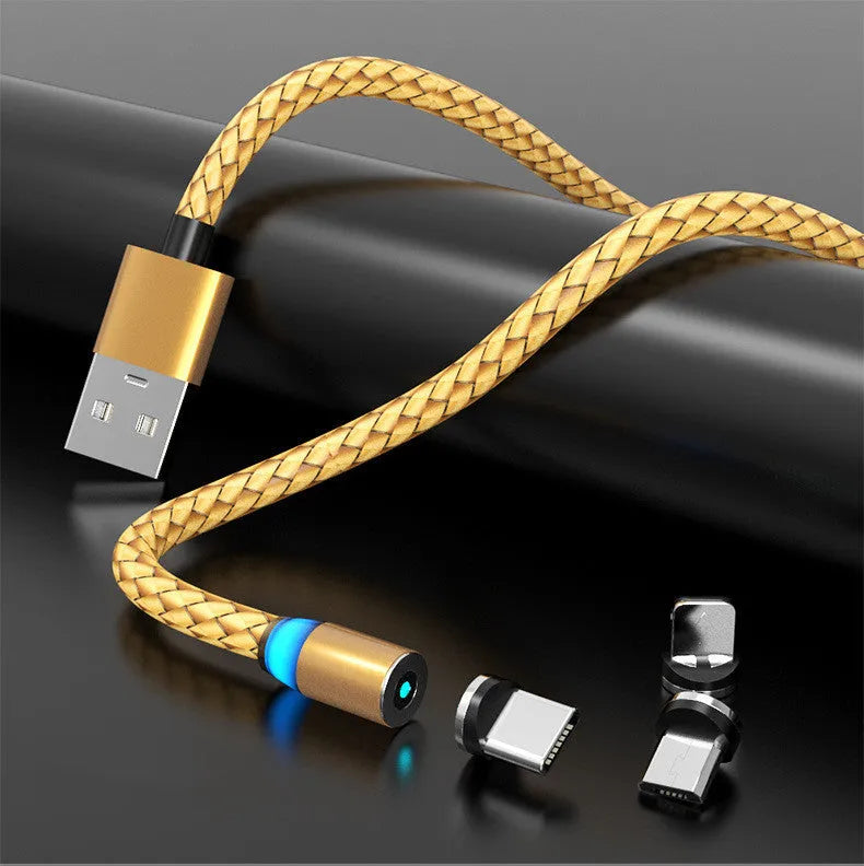 Magnetic data cable with breathing light in various colours and lengths for Apple and Android phones