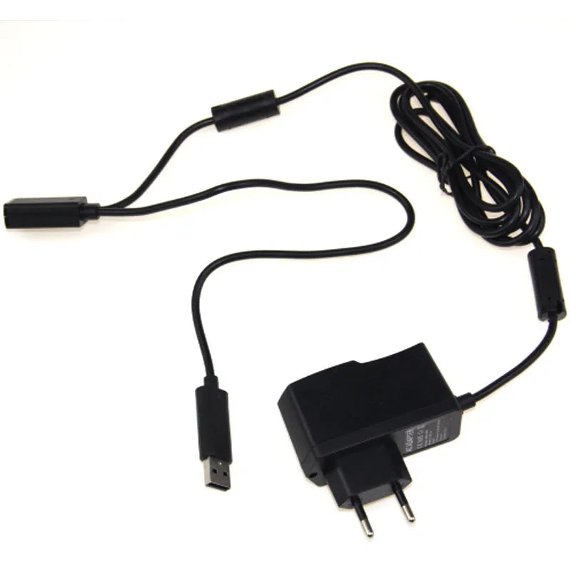 Power adapter regulated for US and EU outlets for Xbox 360 Kinect, black colour