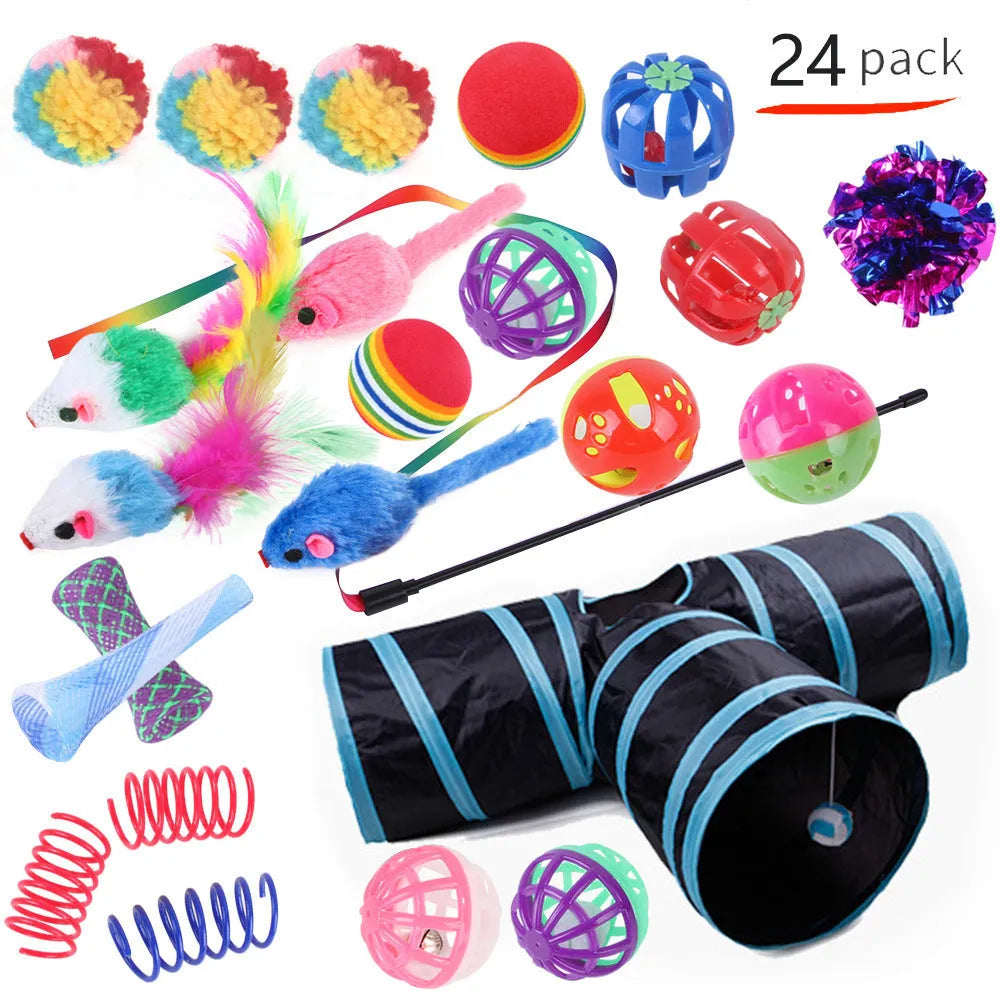 Plastic cat toy suit with tunnel channels in a selected colour from the B99801-B99855 range