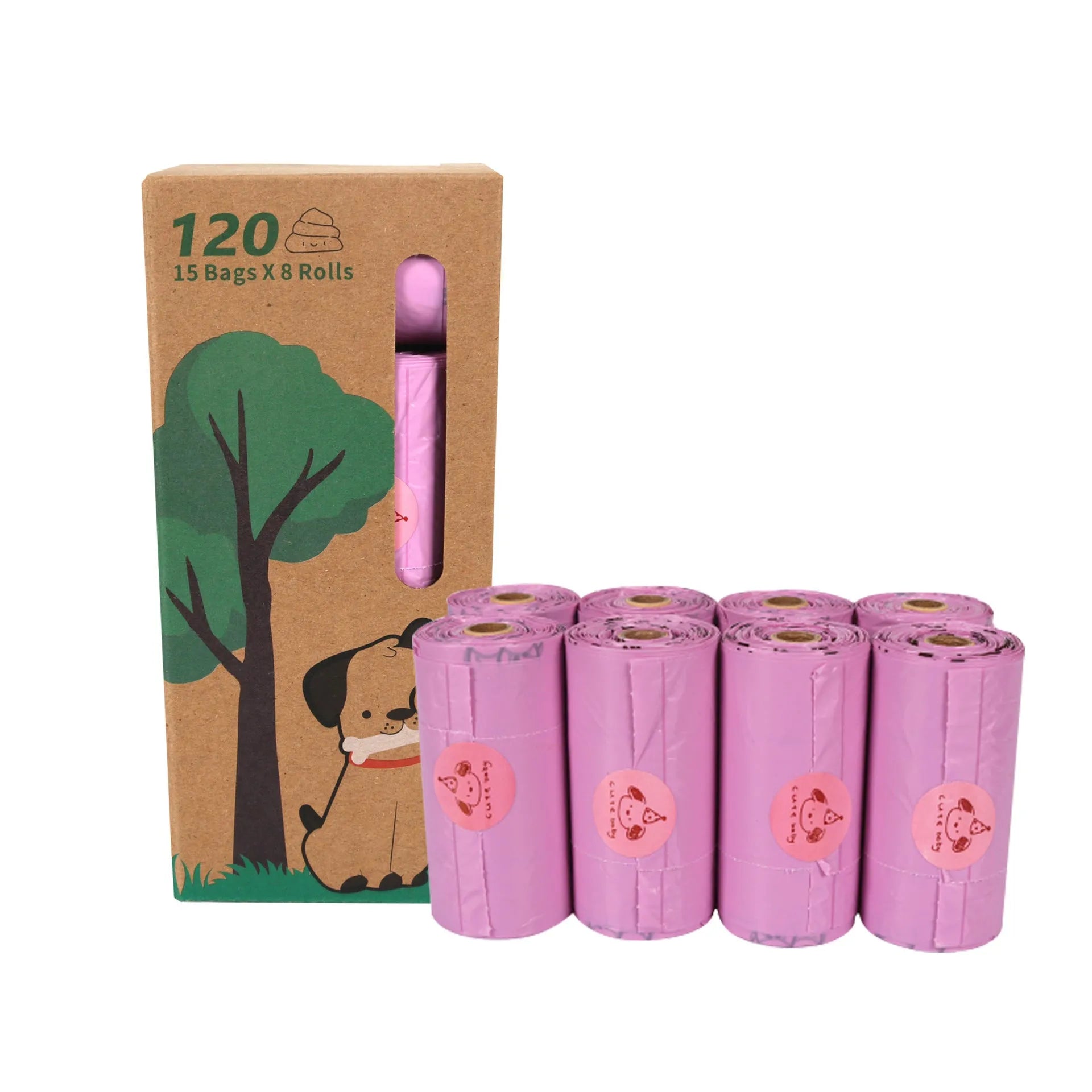Degradable dog waste bag roll showing military green colour with black bone pattern print