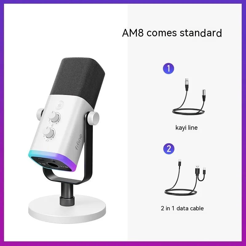 Dynamic noise reduction microphone in black colour with XLR cable and mounting base