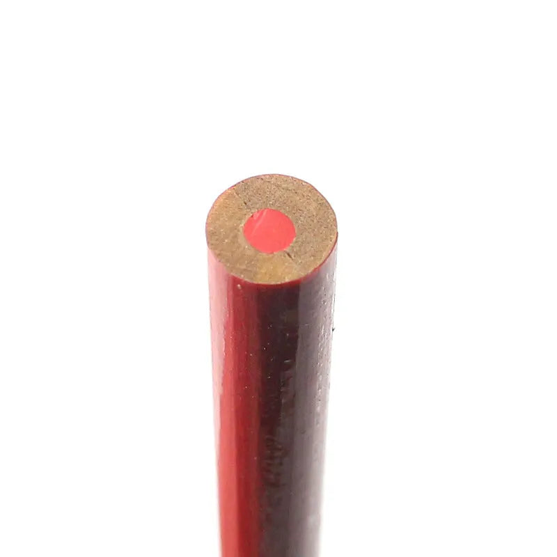 Ten red and blue two-colour carpenter's pencils with wooden casing round marking pens
