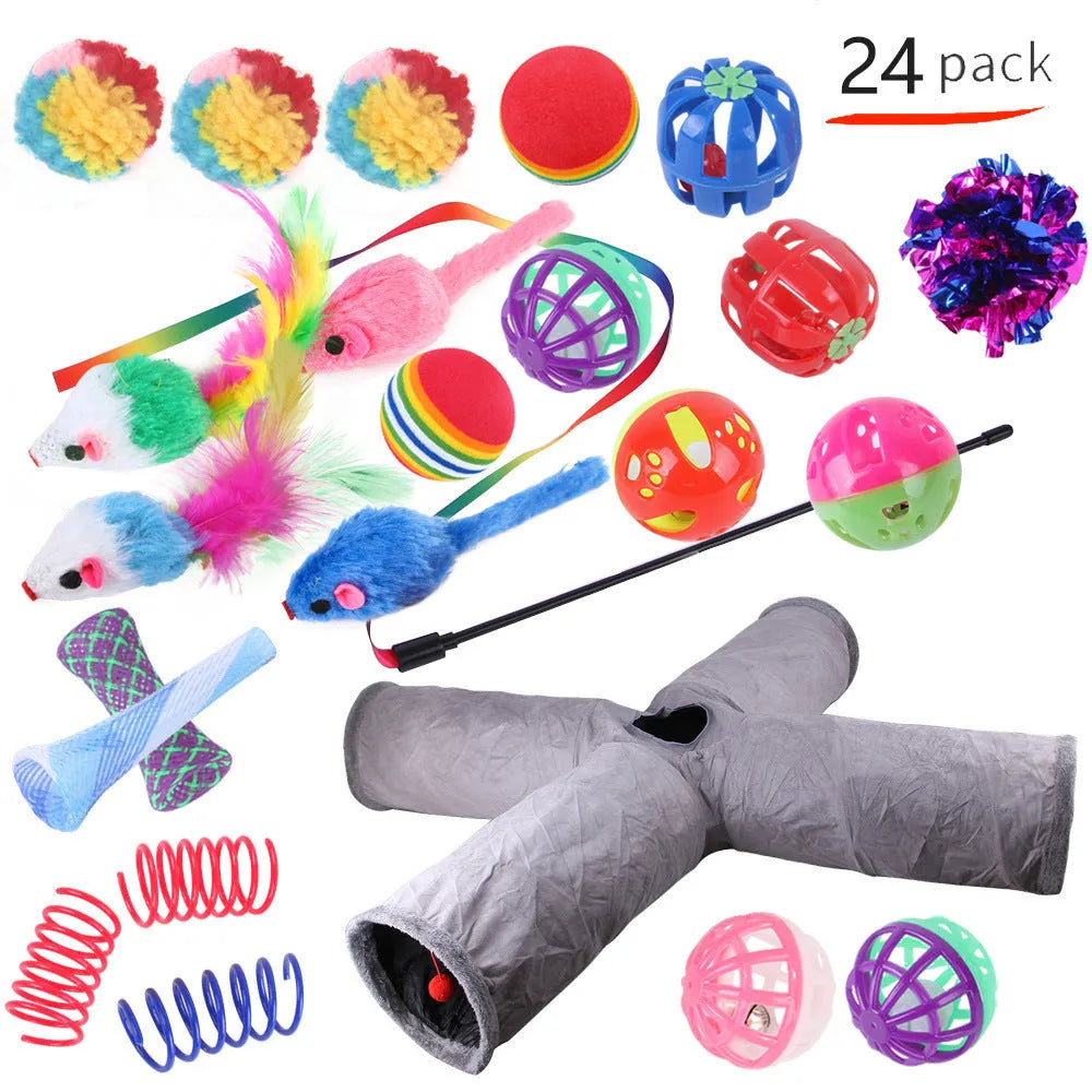 Plastic cat toy suit with tunnel channels in a selected colour from the B99801-B99855 range