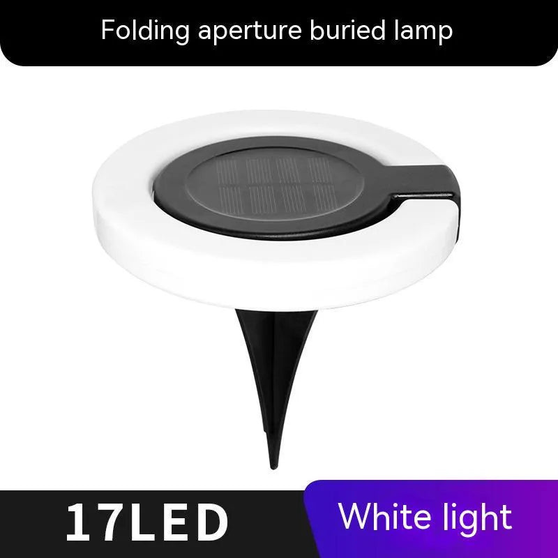 Solar underground light with folding aperture design for outdoor waterproof area illumination