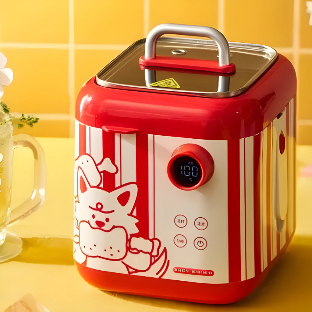 Multifunctional mini smart electric cooker with ceramic inner pot and LCD display