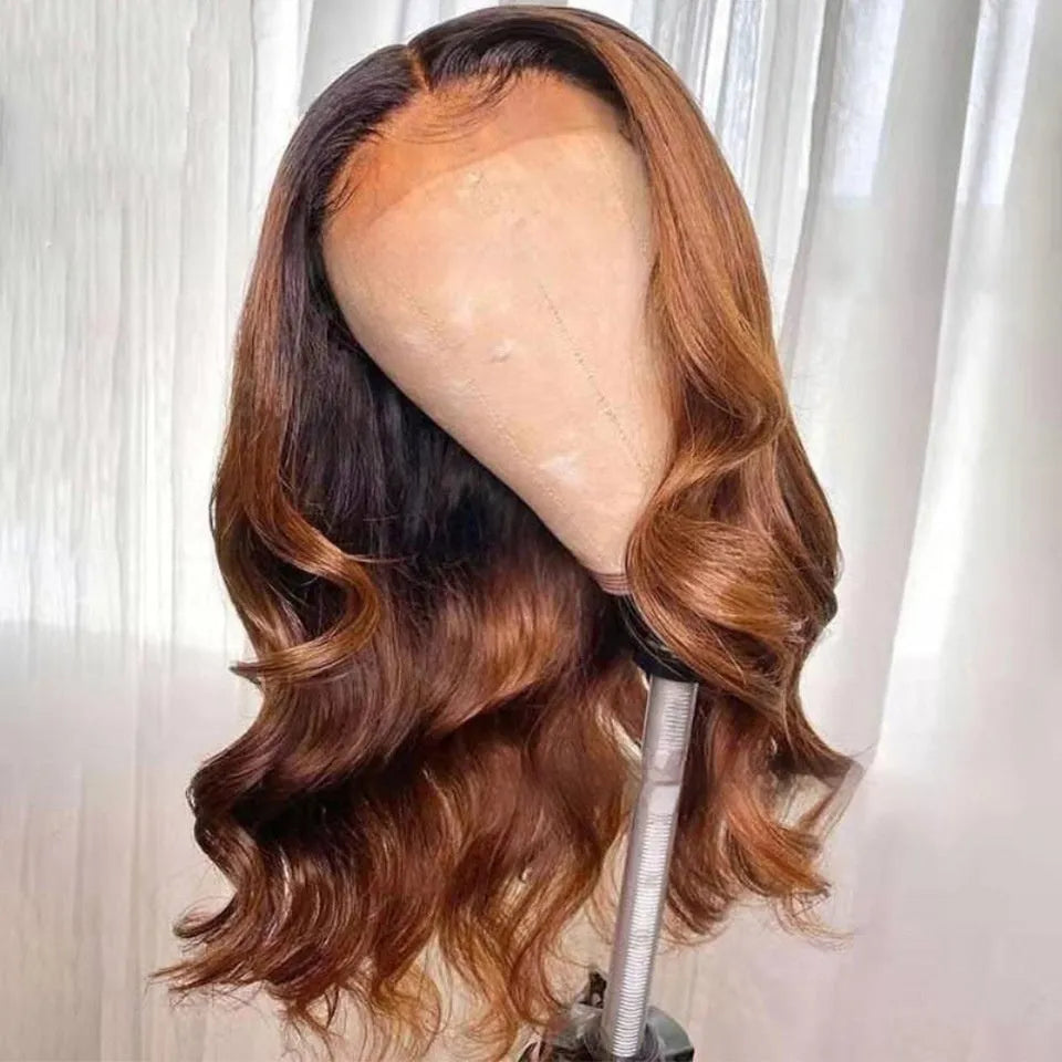 Human hair gradient colour lace front wig showing natural-looking hairline and length options