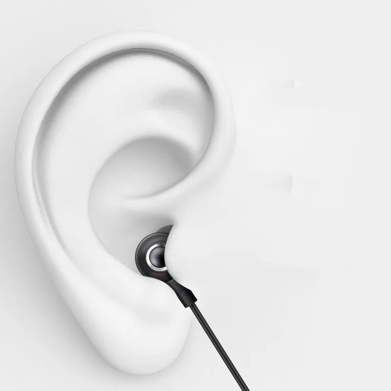 Wired in-ear headphones with 3.5mm straight plug, silicone earplugs, and 1.2m TPE cable