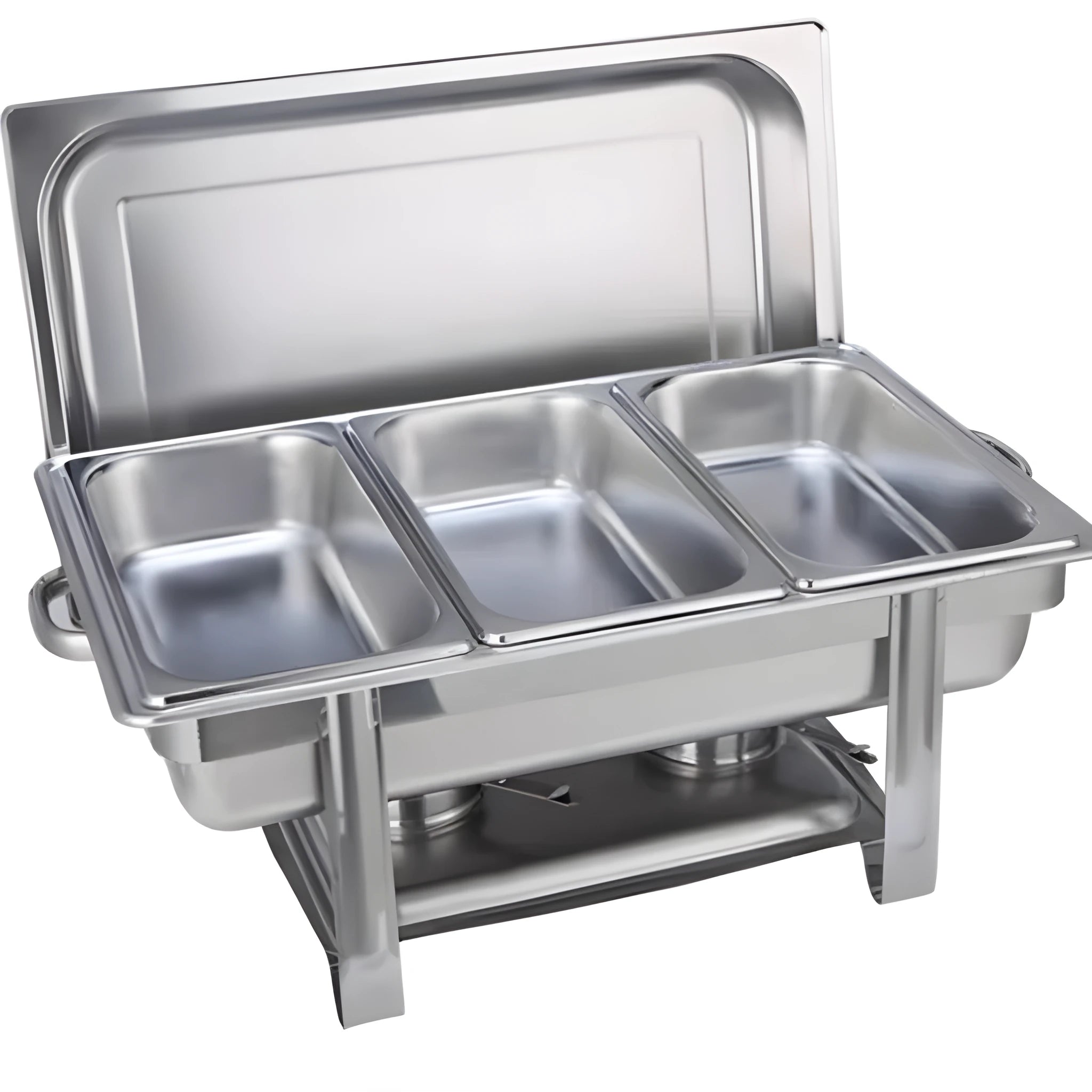 Thickened stainless steel square lidded buffet oven with three compartments for hot food serving