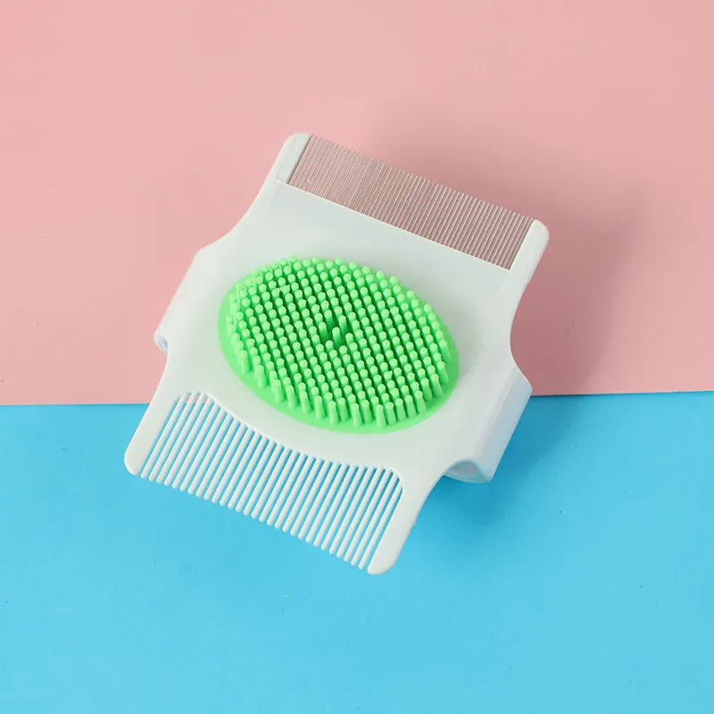 Blue multifunctional pet comb with floating hair removal, massage and flea removal functions