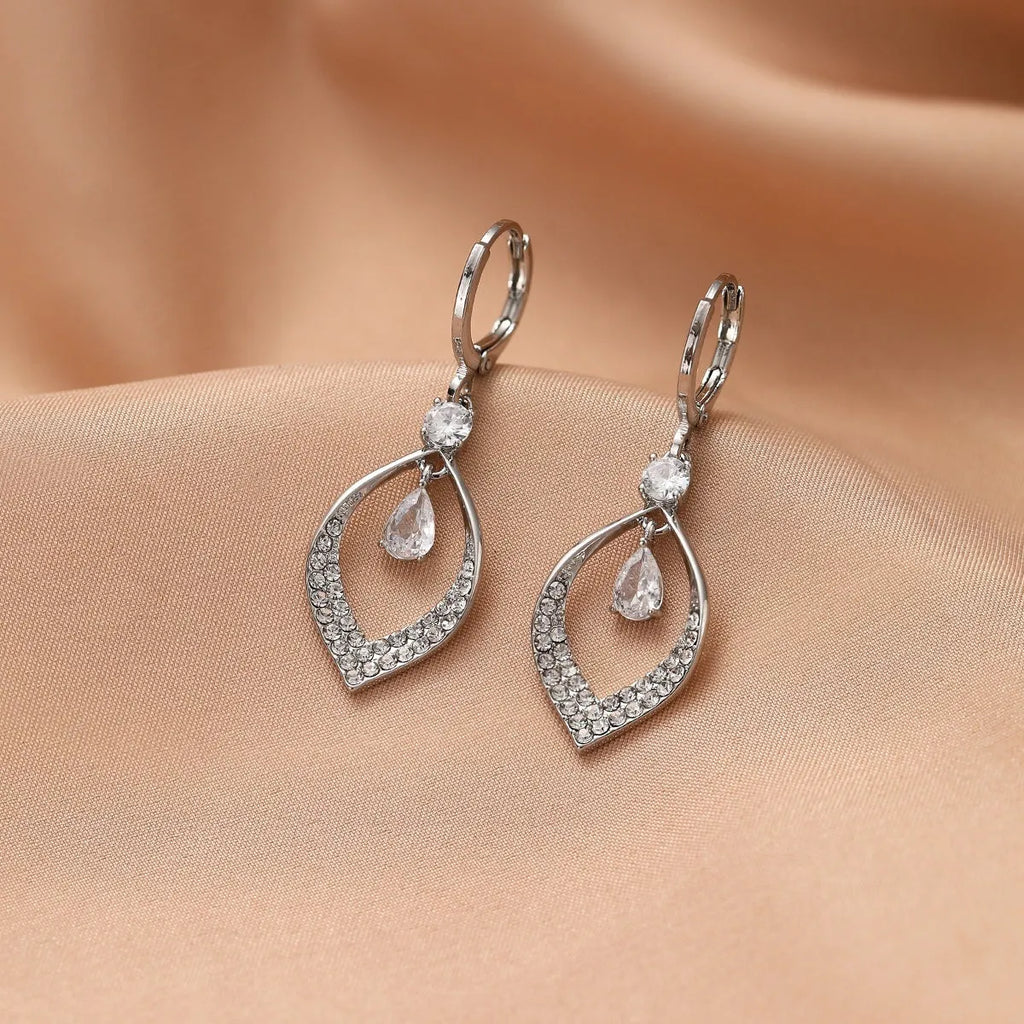 Gold and silver colour copper water drop tassel earrings with thickened electroplated buckles