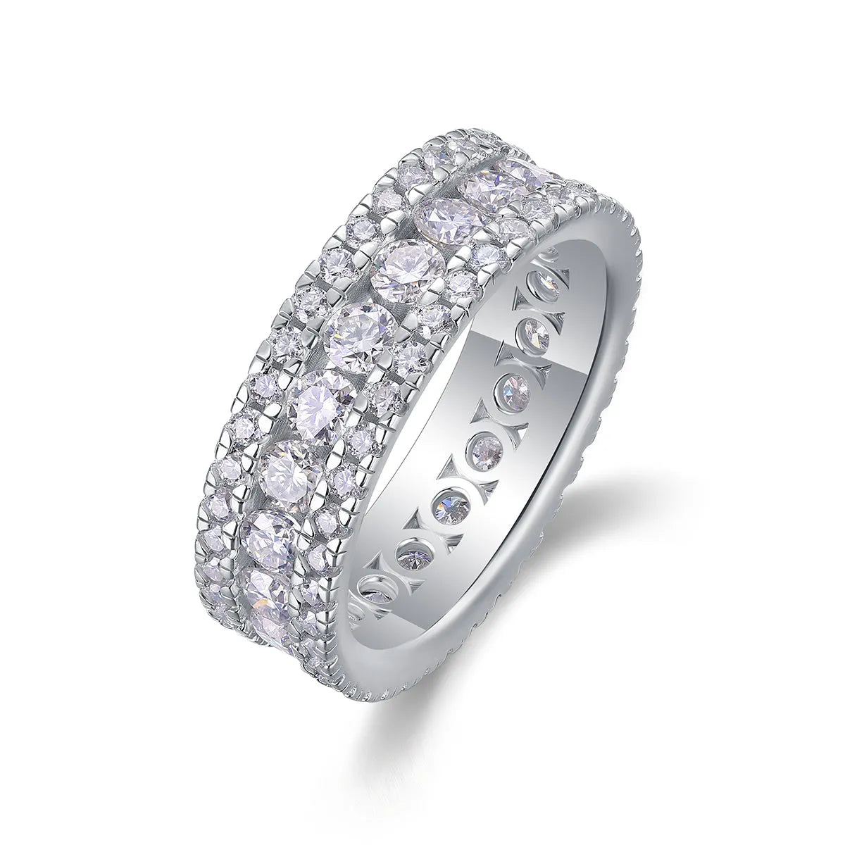 Moissanite wedding ring with S925 silver platinum plating, less than 0.1 carat, in sizes 5-9