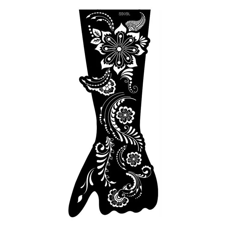 Pack of geometric hollow template tattoo stickers with machine-cut paper stencils for DIY art.
