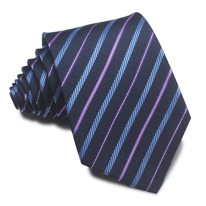 8cm wide red and black striped jacquard tie with an arrow point tip for men's formal wear