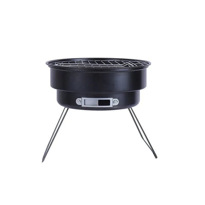 Small folding round ice stove outdoor barbecue set with mesh grill and furnace legs for 1-2 people