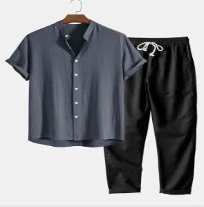 Men's floral print polyester cardigan suit in slim fit with top and pants