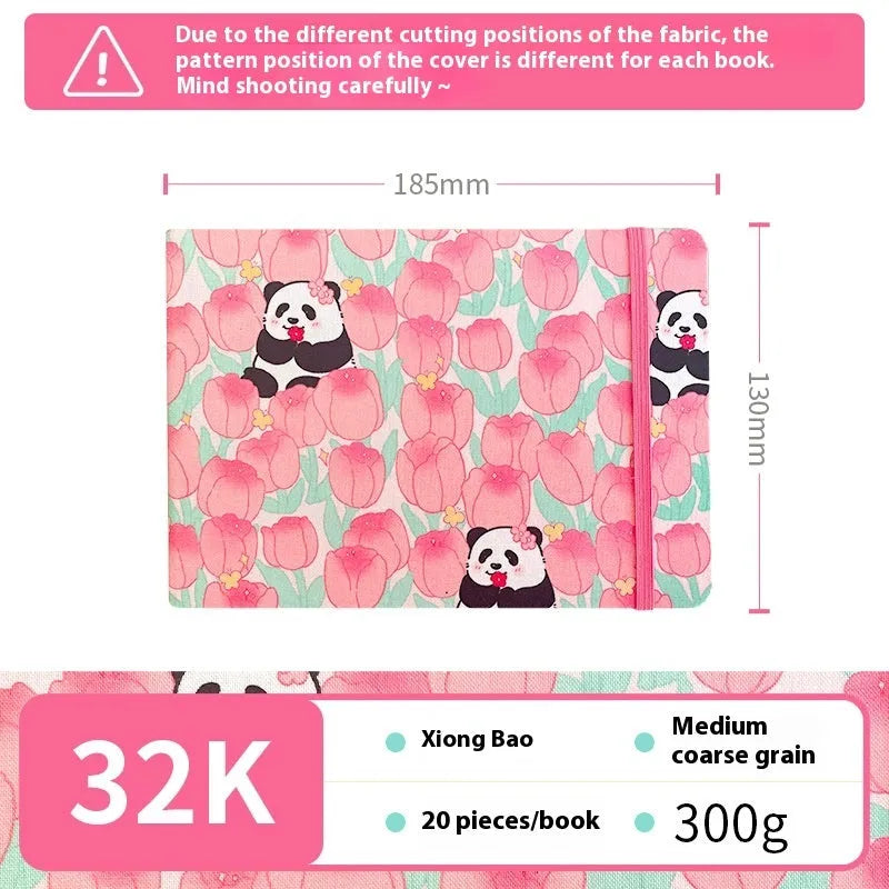 Feiluniao handmade fabric watercolour notebook in 185mm portable size, showing artistic cover design.