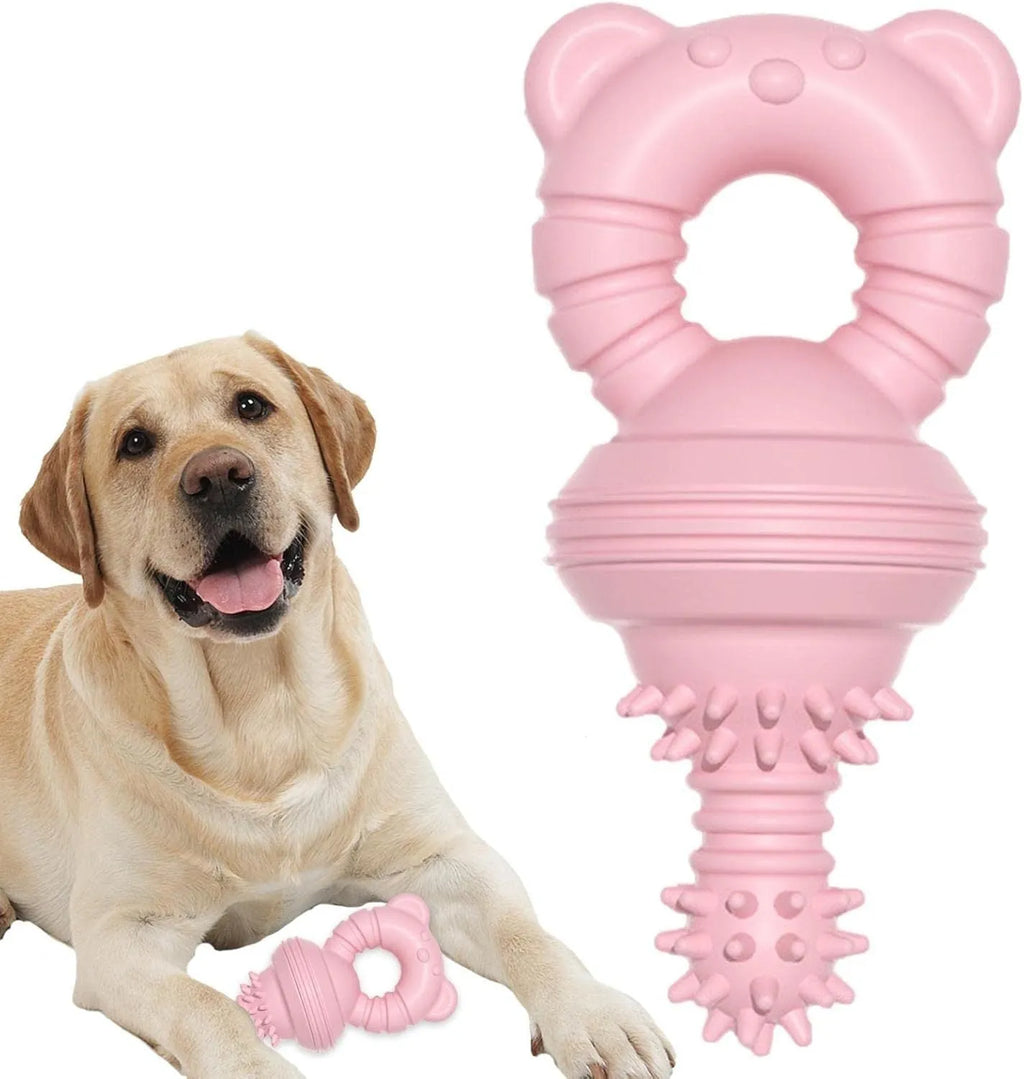 Blue rubber molar clean dog chew toy with textured surface for large breed pets