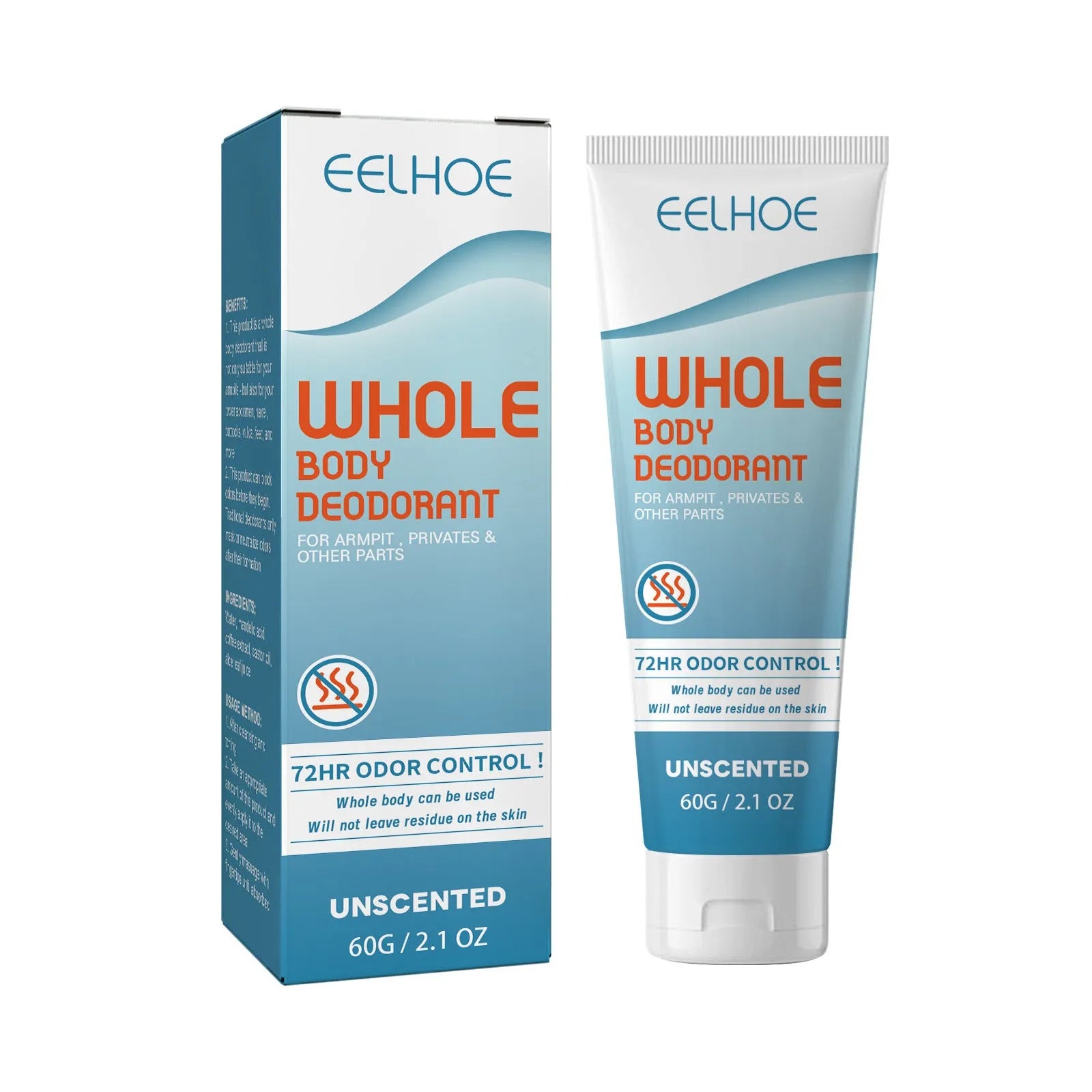 EELHOE 60g body deodorant cream with natural extracts for odour reduction