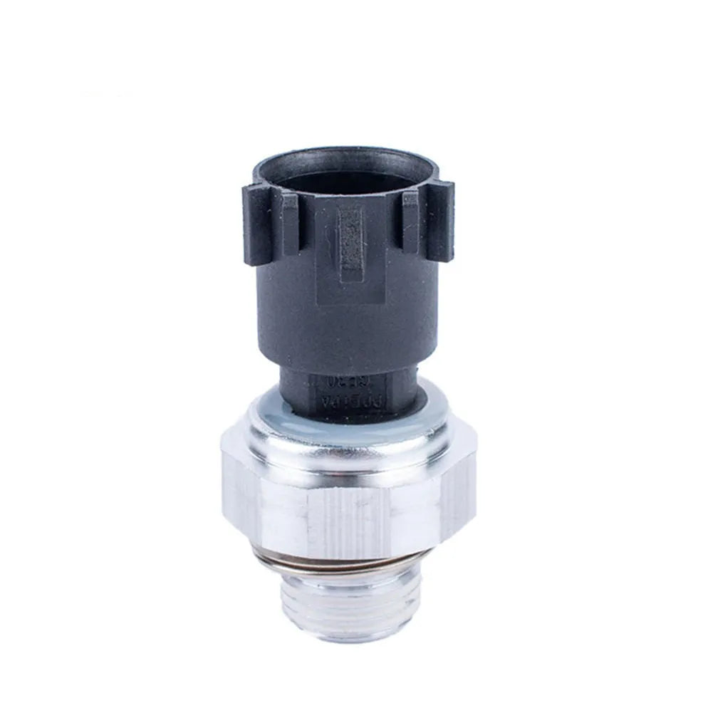 Silver automobile fuel pressure sensor with automotive electrical connector