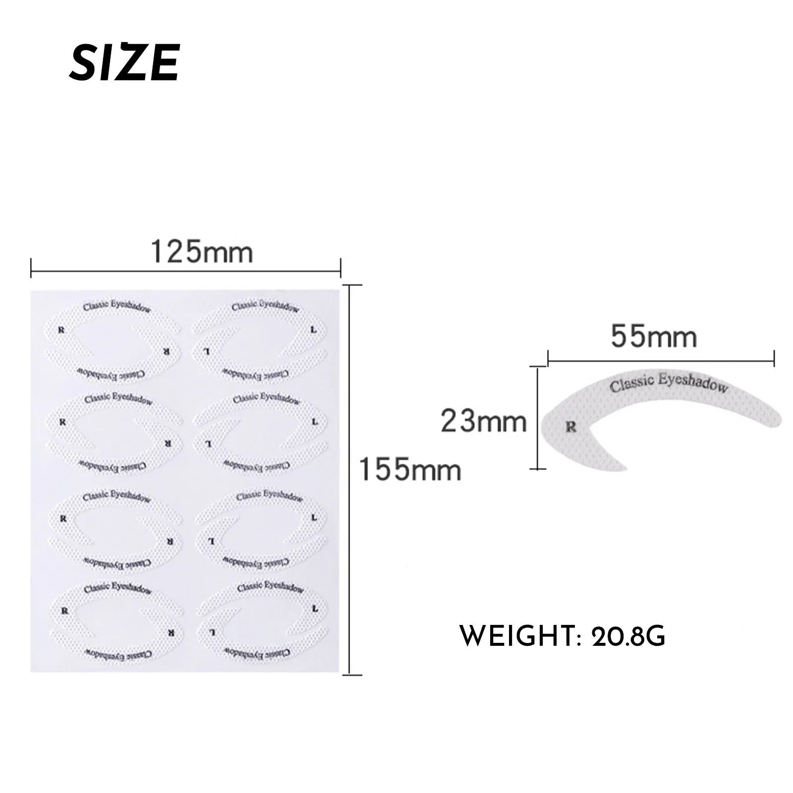 Set of four reusable flexible eyeliner sticker templates for creating winged eyeliner and eyeshadow looks.