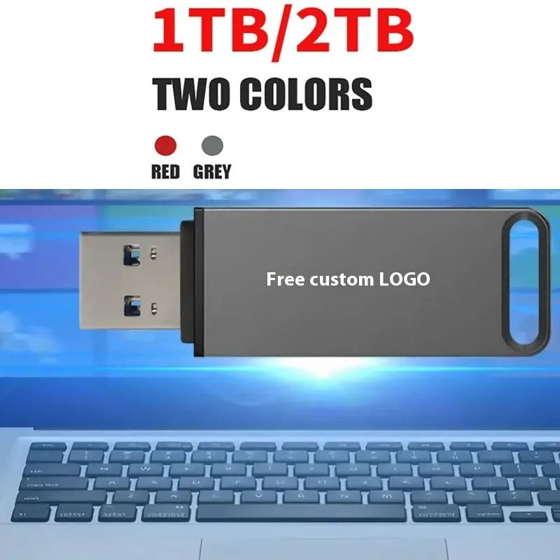 Customisable large capacity metal USB flash drive in black, red, and silver colours for business gifts.