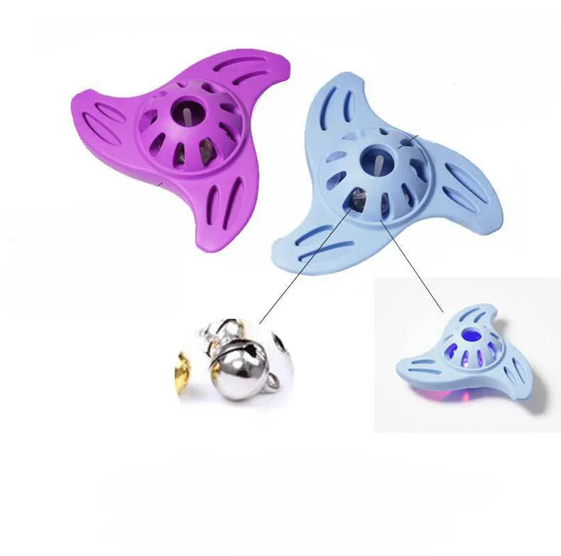 Blue boomerang molar shaped dog chew toy with raised dental cleaning edges
