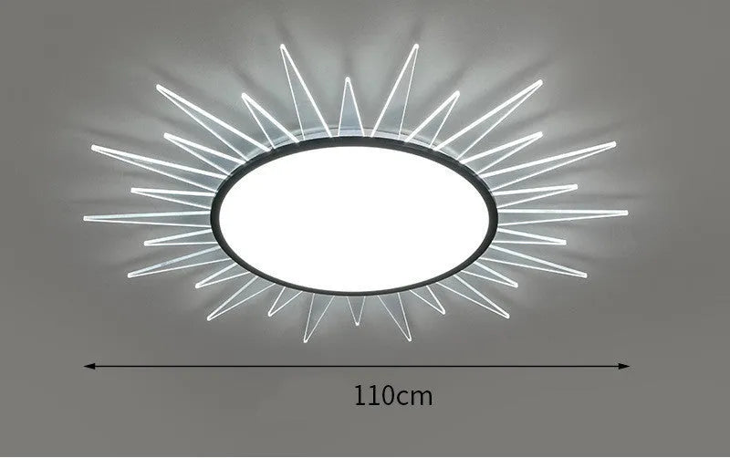 Modern round aluminium LED ceiling lamp with remote control for dimming, available in four sizes