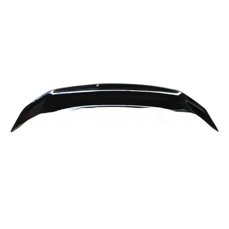 Universal punch-free ABS plastic car tail wing spoiler shown in carbon fibre pattern finish