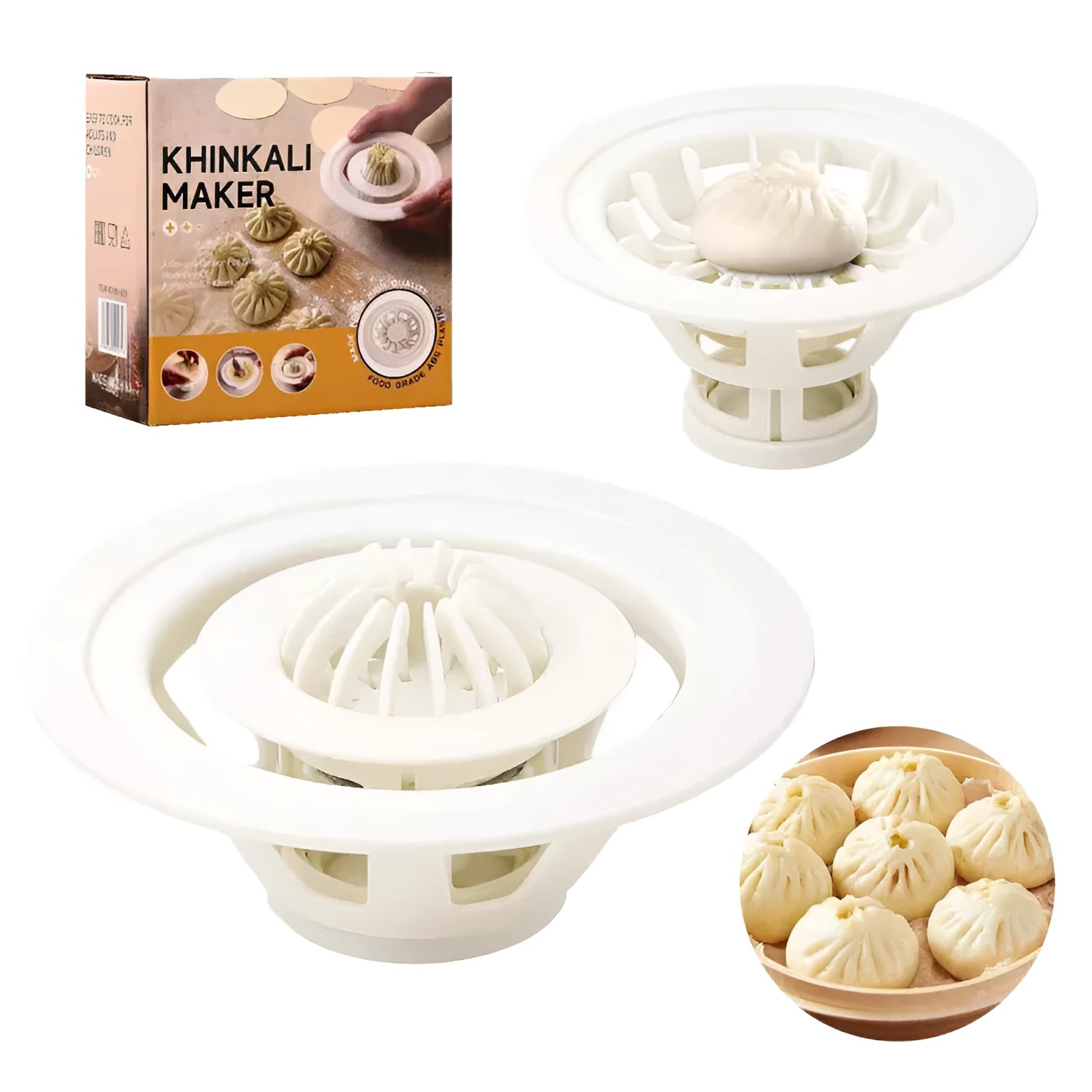 Black four-piece steamed bun and dumpling mold set for shaping baozi