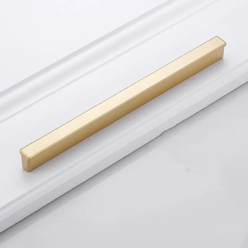 Gold single-hole cabinet handle with T-shape design for drawers and cabinets