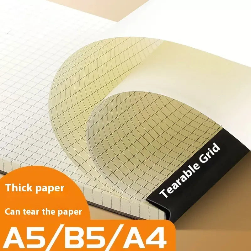 A5 and B5 thick tearable writing pads in blank, grid, and lined ruling styles with 80 sheets.