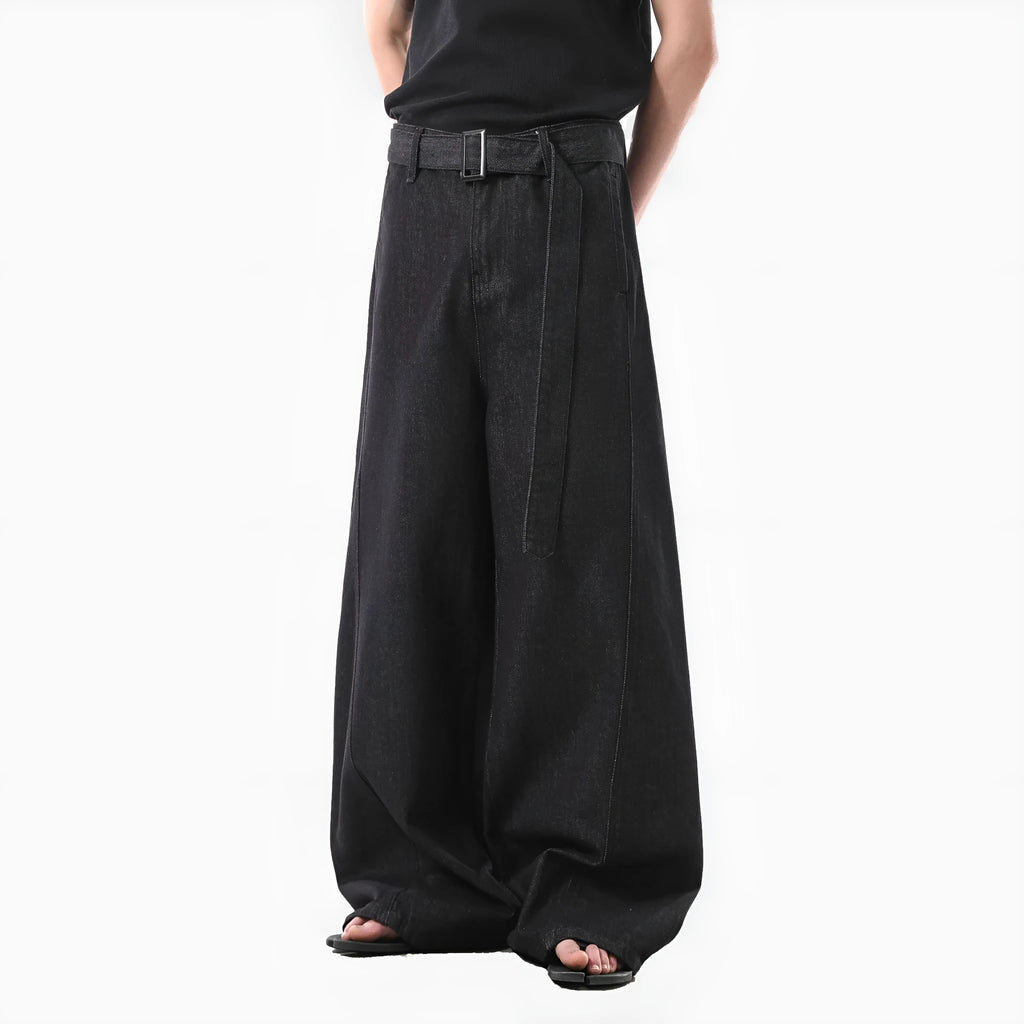 Black high waist straight leg jeans with zip fly on mannequin