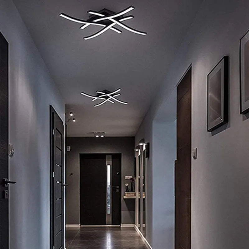 Modern minimalist LED ceiling light with three colour options in black finish for living room or bedroom